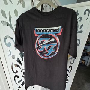 Foo Fighters T Shirt Black Graphic Logo Band Tee Large Cotton Rock Concert Unise